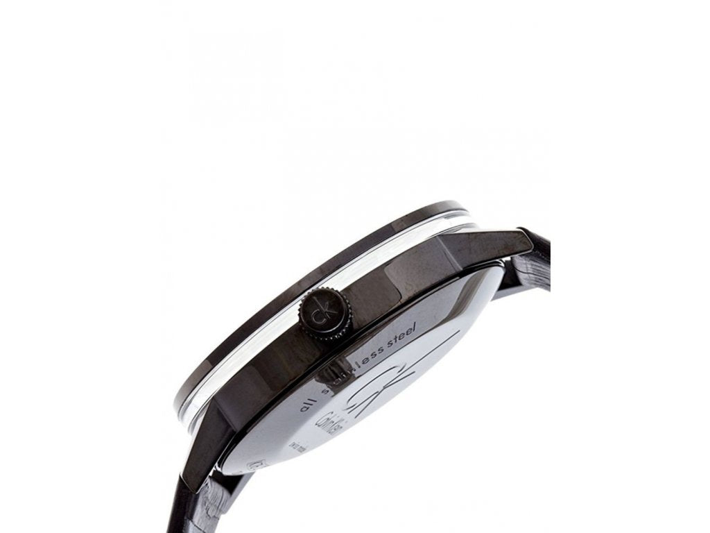 Shop Authentic Calvin Klein Post Minimal Black Dial Black Leather Strap Watch for Men - K7621401 - Luxxuri