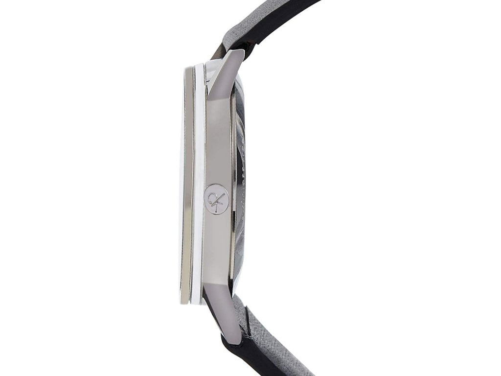  Shop Authentic Calvin Klein Post Minimal Silver Dial Black Leather Strap Watch for Men - K7622185 - Luxxuri