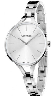  Shop Authentic Calvin Klein Graphic White Dial Silver Steel Strap Watch for Women - K7E23146 - Luxxuri