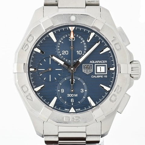  Shop Authentic Tag Heuer Aquaracer Caliber 16 Automatic Chronograph Blue Dial Silver Steel Strap Watch for Men - CAY2112.BA0927 - Luxxuri