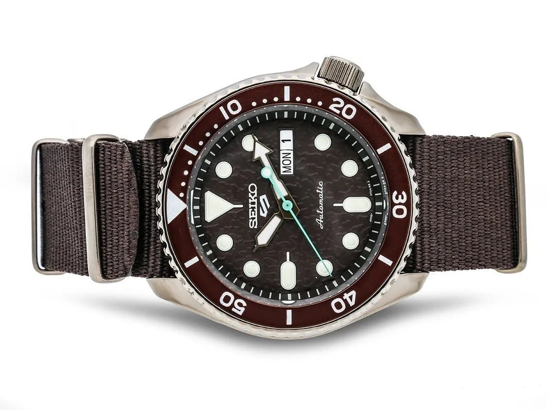  Shop Authentic Seiko 5 Sport Automatic Brown Dial Brown Nylon Strap Watch For Men - SRPD85K1 - Luxxuri