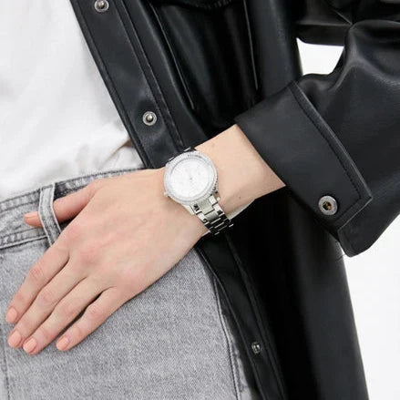 Shop Authentic Fossil Stella Sport Multifunction Silver Dial Silver Steel Strap Watch for Women - ES5108 - Luxxuri