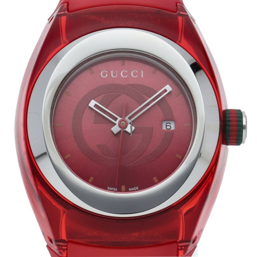  Shop Authentic Gucci Sync Quartz Red Dial Red Rubber Strap Watch For Women - YA137303 - Luxxuri