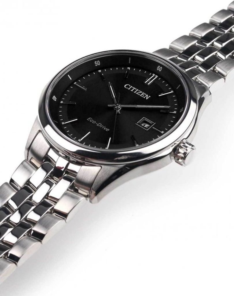  Shop Authentic Citizen Eco Drive Black Dial Silver Steel Strap Watch For Men - BM7250-56E - Luxxuri