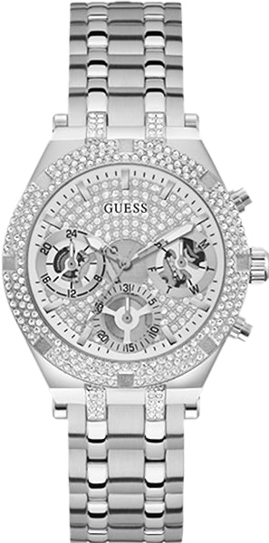  Shop Authentic Guess Heiress Multifunction Diamonds Silver Dial Silver Steel Strap Watch for Women - GW0440L1 - Luxxuri