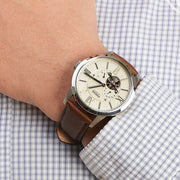  Shop Authentic Fossil Townsman Automatic White Dial Brown Leather Strap Watch for Men - ME3064 - Luxxuri