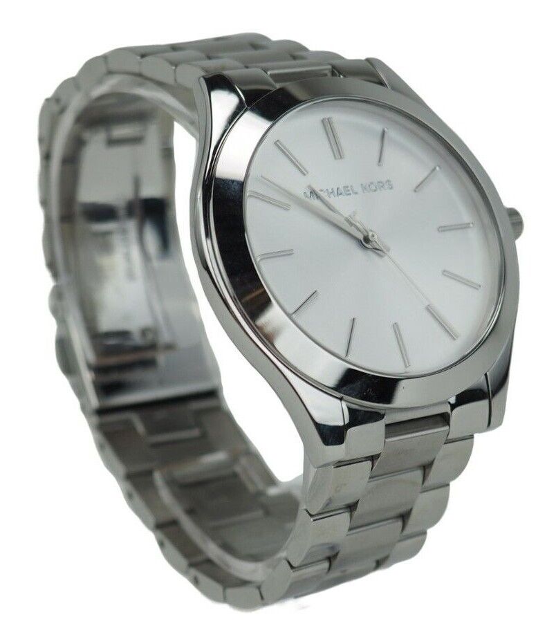  Shop Authentic Michael Kors Slim Runway Silver Dial Silver Stainless Steel Strap Watch for Women - MK3178 - Luxxuri
