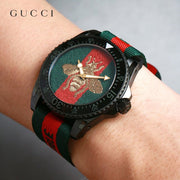  Shop Authentic Gucci Dive Green & Red Dial Green & Red Nylon Strap Watch For Men - YA136216 - Luxxuri
