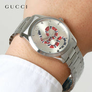  Shop Authentic Gucci G Timeless Silver Dial Silver Steel Strap Watch For Women - YA1264076 - Luxxuri