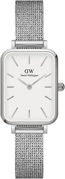  Shop Authentic Daniel Wellington Quadro Sterling White Dial Silver Mesh Strap Watch For Women - DW00100438 - Luxxuri