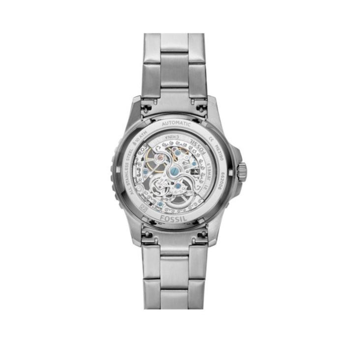  Shop Authentic Fossil FB-01 Automatic Skeleton Black Dial Silver Steel Strap Watch for Men - ME3190 - Luxxuri