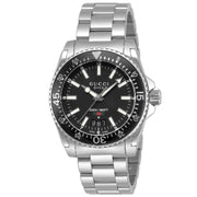  Shop Authentic Gucci Dive Quartz Black Dial Silver Steel Strap Watch For Men - YA136301A - Luxxuri