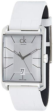  Shop Authentic Calvin Klein Window White Dial White Leather Strap Watch for Men - K2M21120 - Luxxuri