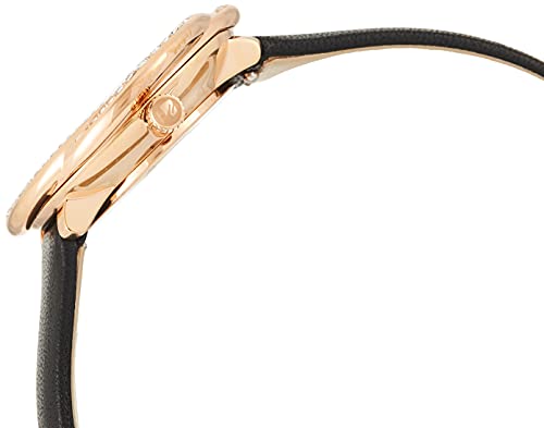  Shop Authentic Swarovski Crystal Flower Black Dial Black Leather Strap Watch for Women - 5552421 - Luxxuri