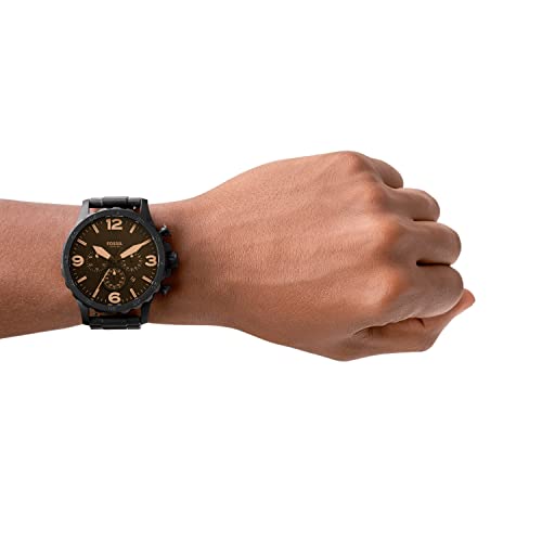  Shop Authentic Fossil Nate Chrongraph Ion Plated Black Dial Black Steel Strap Watch for Men - JR1356 - Luxxuri