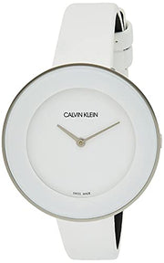  Shop Authentic Calvin Klein Chic White Dial White Leather Strap Watch for Women - K7N23TK2 - Luxxuri