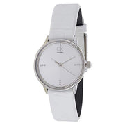  Shop Authentic Calvin Klein Accent Silver Dial White Leather Strap Watch for Women - K2Y2Y1KW - Luxxuri