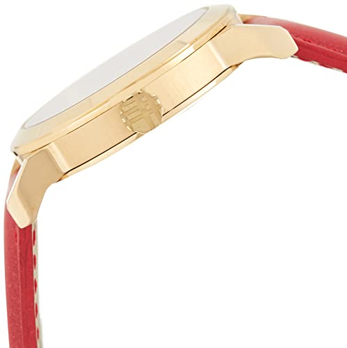  Shop Authentic Burberry The City Gold Dial Red Leather Strap Watch for Women - BU9140 - Luxxuri