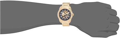  Shop Authentic Fossil Bronson Automatic Skeleton Black Dial Gold Steel Strap Watch for Men - ME3257 - Luxxuri