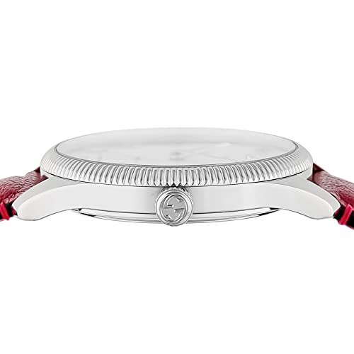  Shop Authentic Gucci G Timeless Automatic Silver Dial Red Leather Strap Watch For Men - YA126346 - Luxxuri