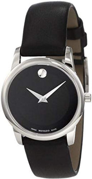  Shop Authentic Movado Museum Black Dial Black Leather Strap Watch For Men - 2100002 - Luxxuri