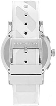  Shop Authentic Burberry The City Chronograph Silver Dial White Rubber Strap Watch for Men - BU9810 - Luxxuri