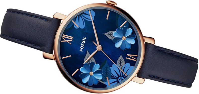  Shop Authentic Fossil Jacqueline Blue Dial Blue Leather Strap Watch for Women - ES4673 - Luxxuri