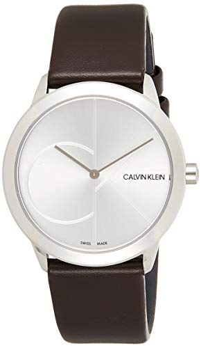  Shop Authentic Calvin Klein Minimal Silver Dial Brown Leather Strap Watch for Men - K3M221G6 - Luxxuri