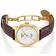  Shop Authentic Tissot Le Locle Automatic Gold Dial Brown Leather Strap Watch For Men - T41.5.413.73 - Luxxuri