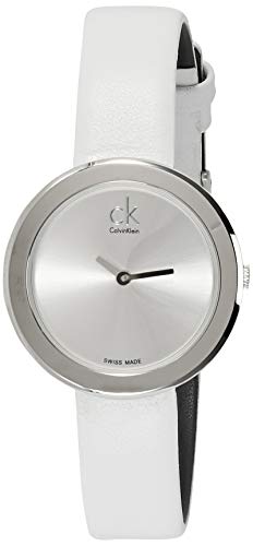 Shop Authentic Calvin Klein Firm Silver Dial White Leather Strap Watch for Women - K3N231L6 - Luxxuri