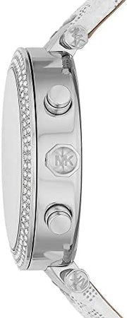  Shop Authentic Michael Kors Parker Chronograph White Dial White Leather Strap Watch For Women - MK7226 - Luxxuri