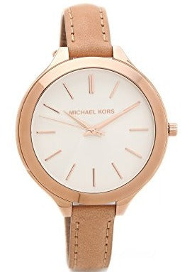  Shop Authentic Michael Kors Runway Slim Quartz White Dial Beige Leather Strap Watch For Women - MK2284 - Luxxuri