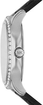  Shop Authentic Michael Kors Sage Three-Hand Mother of Pearl White Dial Black Leather Strap Watch for Women - MK4821 - Luxxuri
