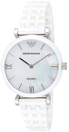  Shop Authentic Emporio Armani Giannti T Bar Quartz Mother of Pearl Dial White Steel Strap Watch For Women - AR1485 - Luxxuri