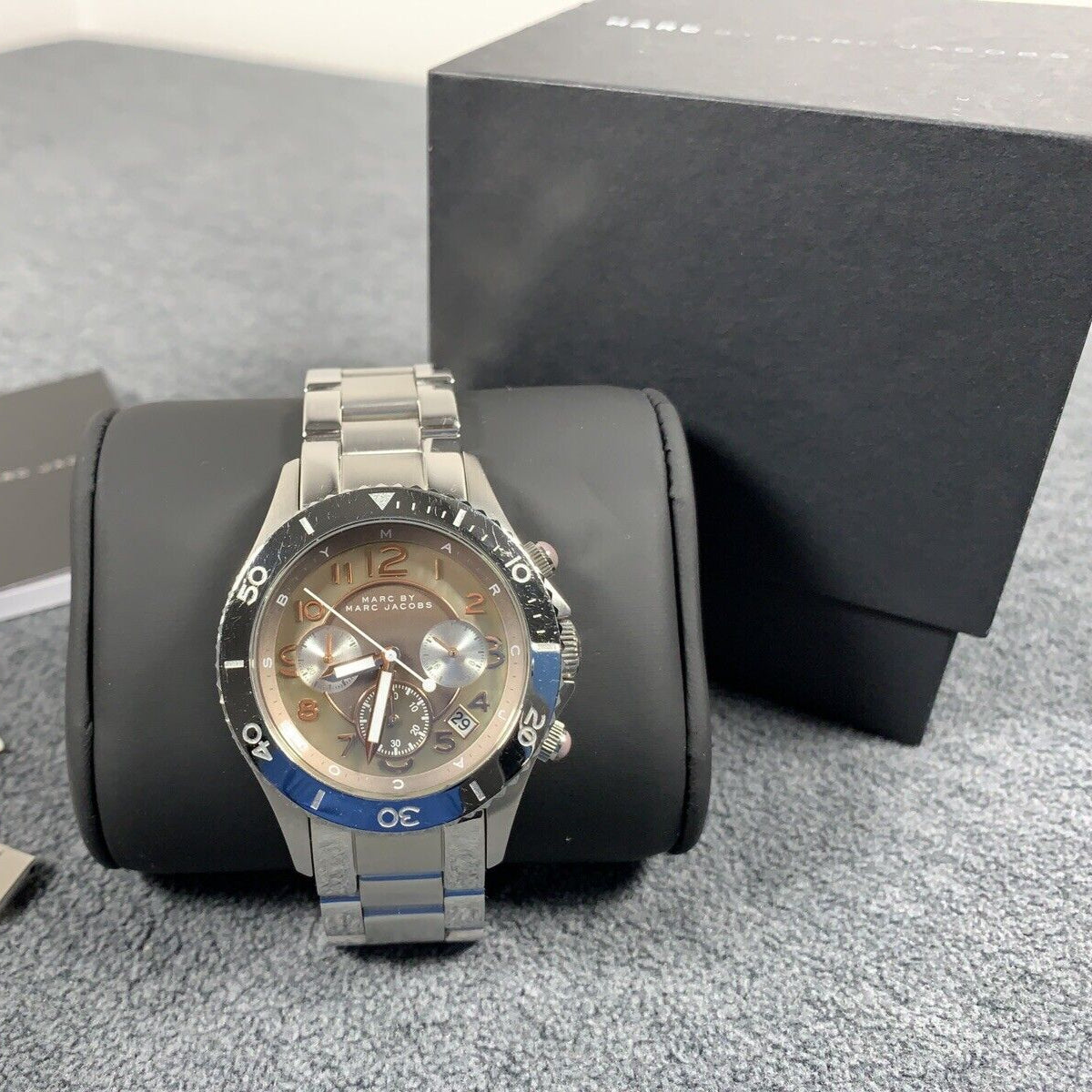  Shop Authentic Marc Jacobs Rock Chronograph Mother of Pearl Grey Dial Silver Steel Strap Watch for Women - MBM3250 - Luxxuri