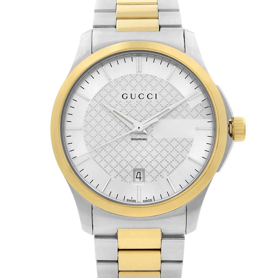  Shop Authentic Gucci G Timeless Quartz Silver Dial Two Tone Steel Strap Watch For Men - YA126450 - Luxxuri