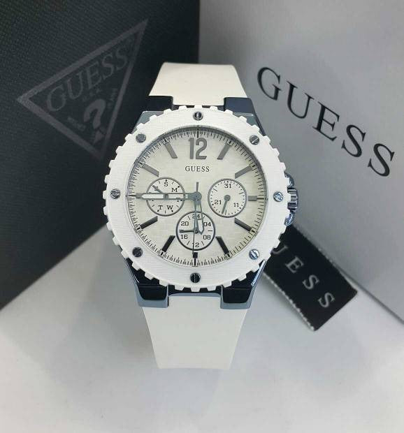  Shop Authentic Guess Overdrive Chronograph White Dial White Rubber Strap Watch for Women - W0149L6 - Luxxuri