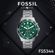  Shop Authentic Fossil FB-03 Chronograph Green Dial Silver Steel Strap Watch for Men - FS5726 - Luxxuri
