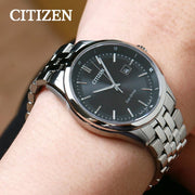  Shop Authentic Citizen Eco Drive Black Dial Silver Steel Strap Watch For Men - BM7250-56E - Luxxuri