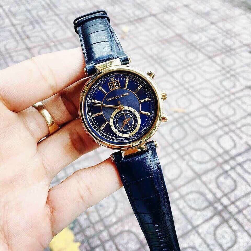  Shop Authentic Michael Kors Sawyer Blue Dial Blue Leather Strap Watch for Women - MK2425 - Luxxuri