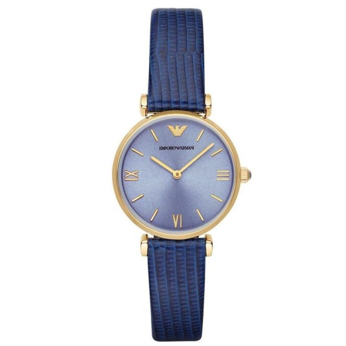  Shop Authentic Emporio Armani Gianni T Bar Blue Dial Blue Leather Strap Watch For Women - AR1875 - Luxxuri