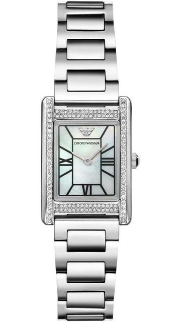  Shop Authentic Emporio Armani Empire Mother of Pearl Dial Silver Steel Strap Watch For Women - AR11625 - Luxxuri