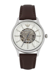 Shop Authentic Emporio Armani Meccanico White Dial Brown Leather Strap Watch For Men - AR1946 - Luxxuri
