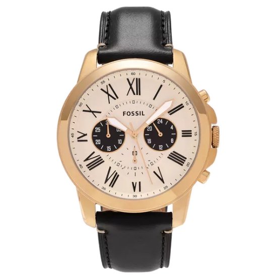  Shop Authentic Fossil Grant Chronograph White Dial Black Leather Strap Watch for Men - FS5272 - Luxxuri