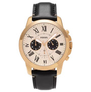  Shop Authentic Fossil Grant Chronograph White Dial Black Leather Strap Watch for Men - FS5272 - Luxxuri