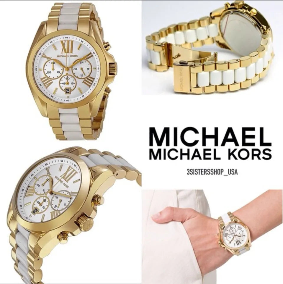  Shop Authentic Michael Kors Bradshaw Chronograph White Dial Two Tone Steel Strap Watch For Women - MK5743 - Luxxuri