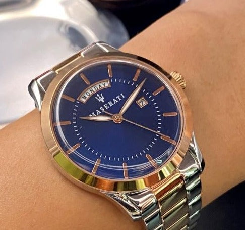  Shop Authentic Maserati Tradizione Blue Dial Two Tone Steel Strap Watch For Men - R8853125001 - Luxxuri