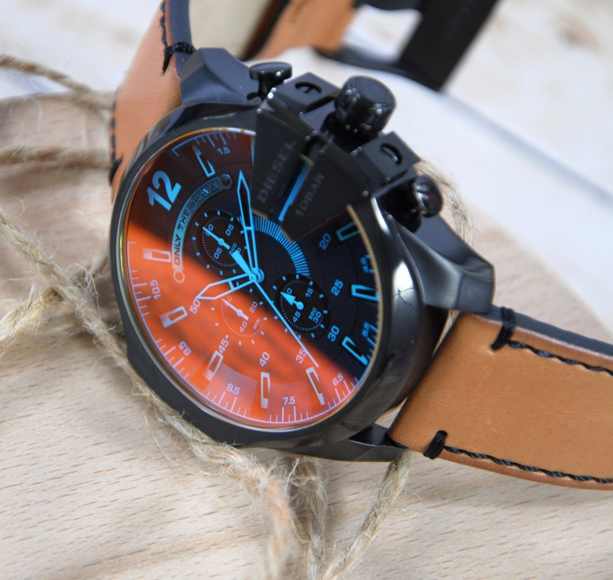  Shop Authentic Diesel Mega Chief Chronograph Copper Dial Brown Leather Strap Watch For Men - DZ4476 - Luxxuri