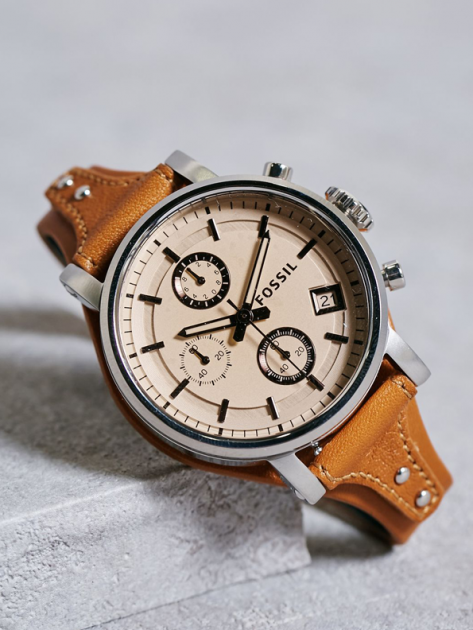  Shop Authentic Fossil Original Boyfriend Sport Chronograph Beige Dial Brown Leather Strap Watch for Women - ES4046 - Luxxuri