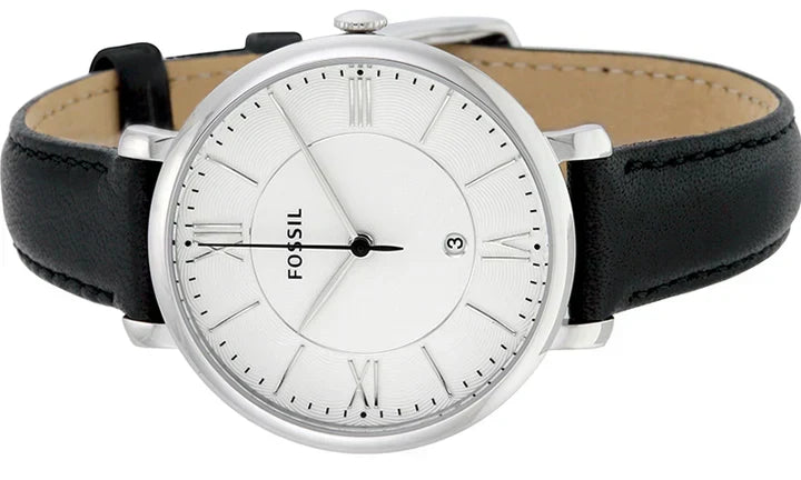  Shop Authentic Fossil Jacqueline Quartz White Dial Black Leather Strap Watch for Women - ES3972 - Luxxuri